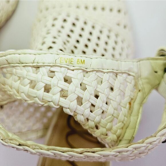 Sam Edelman Evie Basket Weave Open Toe White Sling Back Booties Sandals Heels 6 - Picture 10 of 11
